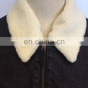 Factory OEM Padding Sherpa Collar Denim Jacket Women Wholesale photo-4