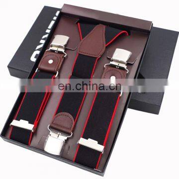 New Men's Suspenders 3 Clips Leather Braces Casual Suspenders Trousers Strap suspenders 3.5*120cm