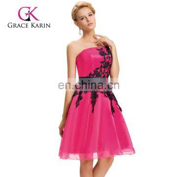 Grace Karin New Color Short One Shoulder Cocktail Deep Pink Homecoming Party Dresses CL4288-2