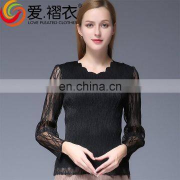 New Product Cheap Black Blouse Simple Design Factory photo-3
