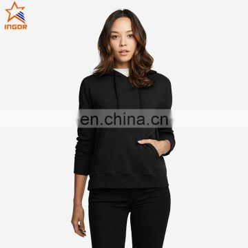 custom made quality 100% cotton plain sports blank women hoodies wholesale