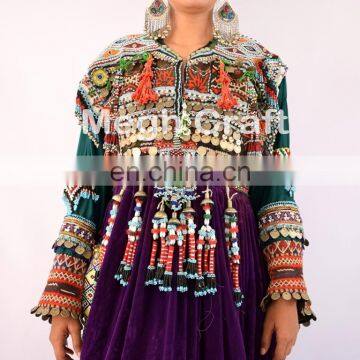 Afghan Traditional Belly dance costume Dress - tribal handmade Kuchi dress-afghanistan Kuchi Ethnic Purple Tribal dress