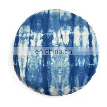 indigo tie and die round cushion cover shibori blue pillow cover
