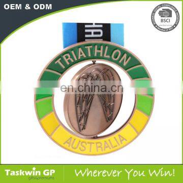 Custom shape Medals with soft enamel proess , sublimation printing ribbon