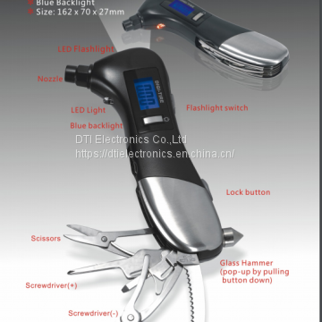 Auto Emergency Tool with Digital Tire Gauge