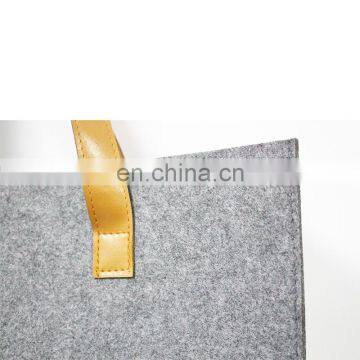 Felt Tote Bag Women Handbag With PU Handle photo-3