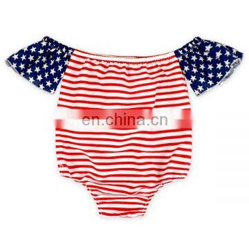 wholesale baby clothes 4th of July the Stars and Stripes off shoulder kids bodysuit