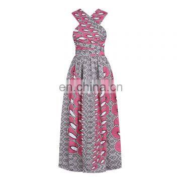 Oem stylish summer women long fully africa print casual maxi ankara dresses