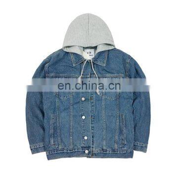 Wholesale Korea style detachable knitted hoodie fashion classic women men unisex jean denim bomber jacket