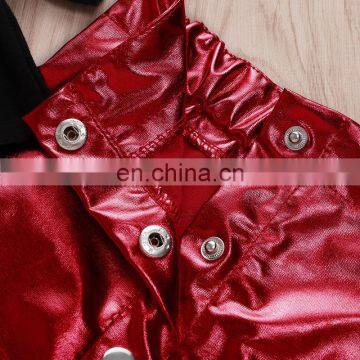 2019 Summer Girls Black Letter Top Tshirt & Kids Red Skirts 2pcs Set photo-6