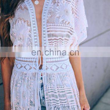 Lace Cover up Sarong Long Beach Cover up Robe de Plage Vestidos de Playa Kaftan Pareo Beach Bathing Suit Cover Ups Beach Dress photo-4