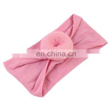 22Colors Baby Turban Nylon Headband Girls Solid Soft Headwraps With Ball