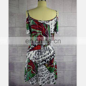 2019 SUMMER Mother and Daughter Clothes Summer Leakage Shoulder Tropical Rainforest Printed Dress (this Link for WOMAN) photo-3