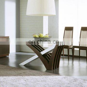 Modern Stainless Steel Base Round Dining Table Tops Glass