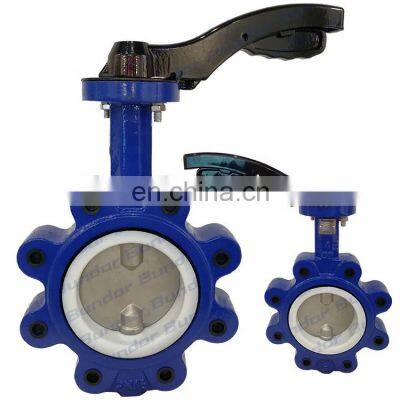 Bundor Class 150 Ductile Iron PTFE Lined 2 Inch -10 Inch Lug Type ANSI lug type Butterfly Valve