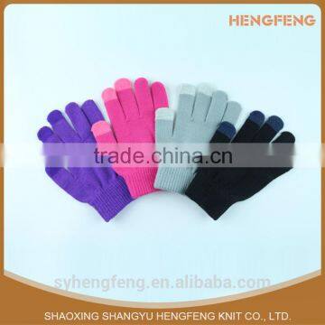 Cheap fashional women winter gloves with flower customized touch screen gloves,acrylic touch gloves