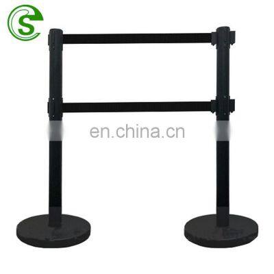 outdoor crowd control safety barriers queue master double retractable belt stanchion for museum exhibition