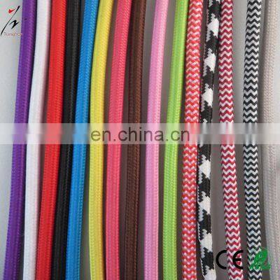 Wholesale Colorful Textile Covered Braided Wire Cable 2/3 Core Round Braided Power Cord