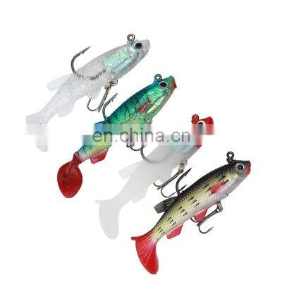 Wholesale 140cm 9g  ABS plastic Artificial T tail lead bait jig head soft lure with treble hook