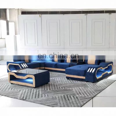 Home Theatre System Furniture Modern Velvet Fabric Leather sofas Corner Sofa Set for Living Room