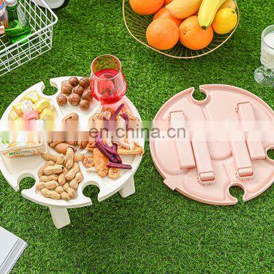 Lightweight  Drink Holder Waterproof Picnic Round Stool Portable Outdoor Foldable Table Camping