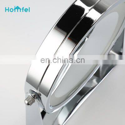 LED Adjustable Cosmetic Mirror Magnifying Round Mirror Chrome Freestanding Light photo-4