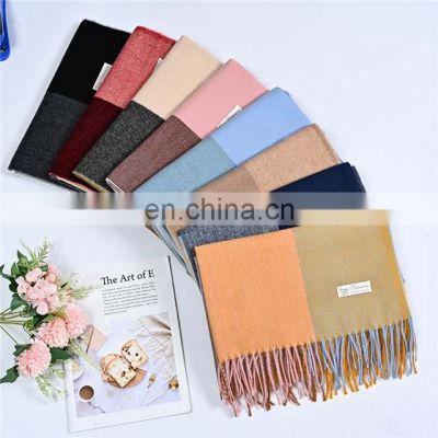 Luxury Fashion Autumn Winter Neck Scarf Warm Bicolor Imitated Cashmere Winter Scarf For Women