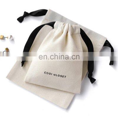 Hot Seller 100% Eco-friendly Natural Color Cotton Packing Gift Thick Jewelry Pouch Drawstring Blank Custom Logo Bag Canvas photo-3