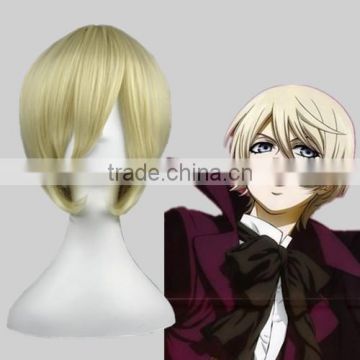 High Quality 35cm Short Straight Black Butler wig Alois Trancy Beige Synthetic Anime Wig Cosplay Costume Hair Wig Party Wig                        
                                                Quality Choice