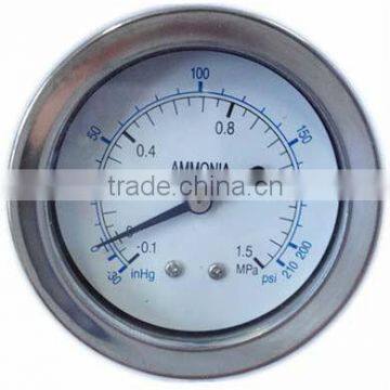 YA63ZR 63mm bezel type ammonia vacuum pressure gauge