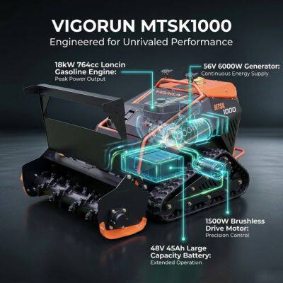 Vigorun MTSK1000 Гусеничный измельчитель высокой эффективности с рабочей шириной 1000 мм. Машина для газонов RC с дистанционным управлением от Shandong Machinery