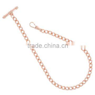 Rose Gold Tone Pocket Watch Chain Long Curb Link Chain