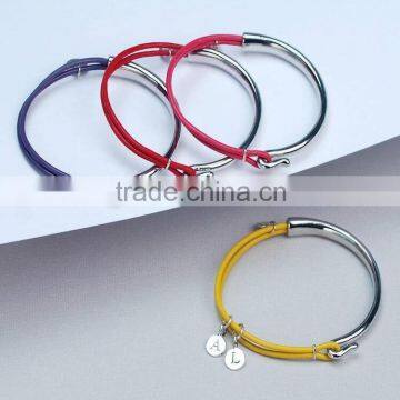 Personalised Silver And Leather Bangle, Wholesale Colorful Bangle Stand Designs