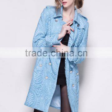Plus Size Autumn Winter Solid Color Turn-down Collar Embroidery Long-sleeved Jacket Women's Clothing Coats Autumn Winter Coats photo-4
