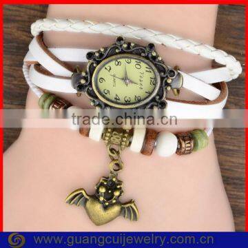 Fashion vintage trendy leather strap watch