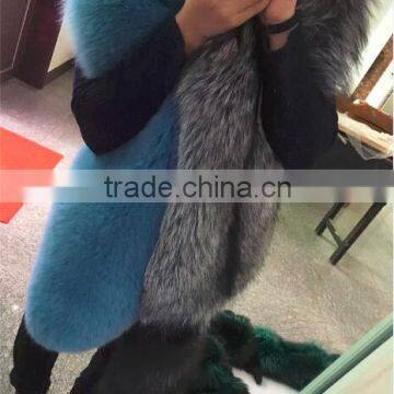 Patchwork Color Winter Women Luxury 100% Real Fox Fur Shawls And Scarves