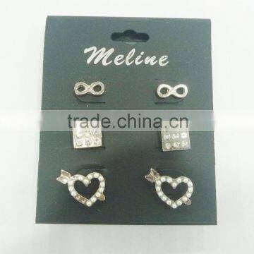 TRIO EARRING,INFINITE,SQUARE,HEART