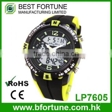 LP7605 Lowest price stainless steel case back 3atm waterproof digital pointer watch