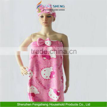 Wholesale Cuddly Woman Flannel Towel Wrap Bathrobe Shower Body Solid Bath Robe Cozy Warm