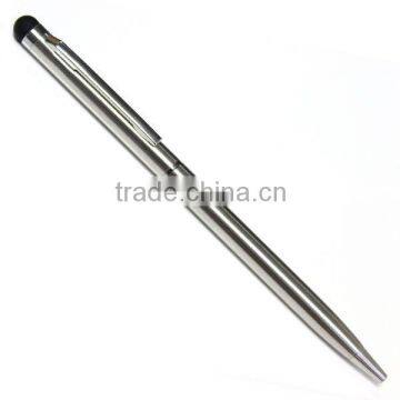 Slim Silver rubber touch gel pen