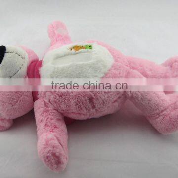 Plush Pink Bear Toy With Dark Pink Scarf / Plush Bear Toy Sitting High 30cm/Soft Stuffed Bear With White Stomach photo-3