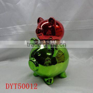 electroplating ceramic piggy bank,ceramic piggy bank with embossing design