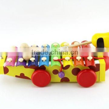 Kids wooden dog pull toy xylophone drag toy