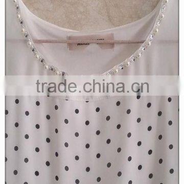 Simple Wave Point Chiffon T-shirt O-neck Girls T-shirt photo-2