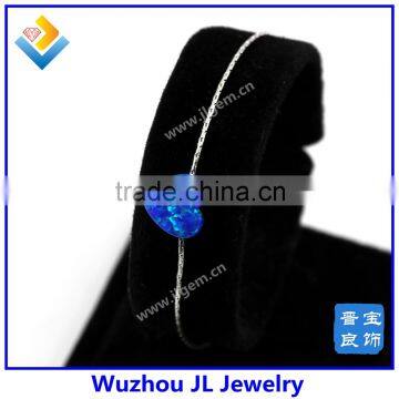 925 Silver Opal Bracelet Blue Opal Heart Silver Bracelet Opal Heart Bracelets photo-6