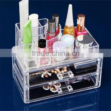 modern fashional pure acrylic makeup organizer/acrylic cosmetic organizer with drawer