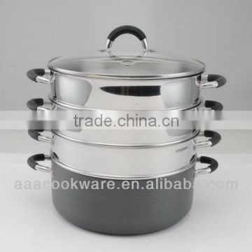 Aluminium pot with S/S steamer