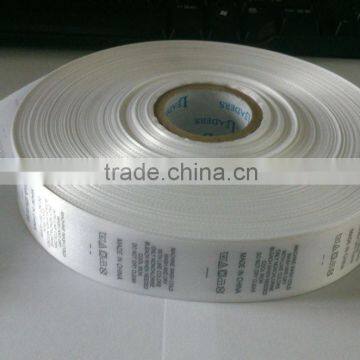 custom soft white satin garment care label,satin label