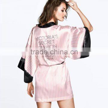 High Quality Soft Silk Lace Sexy Nightgown Summer Nightdress Pink Casual Sleepwear Sling Lingerie Dress Robe Set photo-6