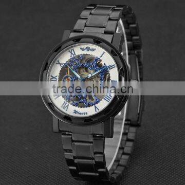 Stainless Steel Automatic Mechanical Skeleton Watch